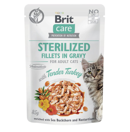 Brit Care Cat Fillets in Gravy Sterilized з індичкою для стерилізованих котів 85 г
